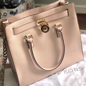 Michael Kors Large Hamilton Leather Tote-Blush